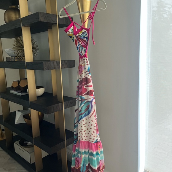 PatBO FLora halter neck beach dress xs white multi color - Picture 2 of 3